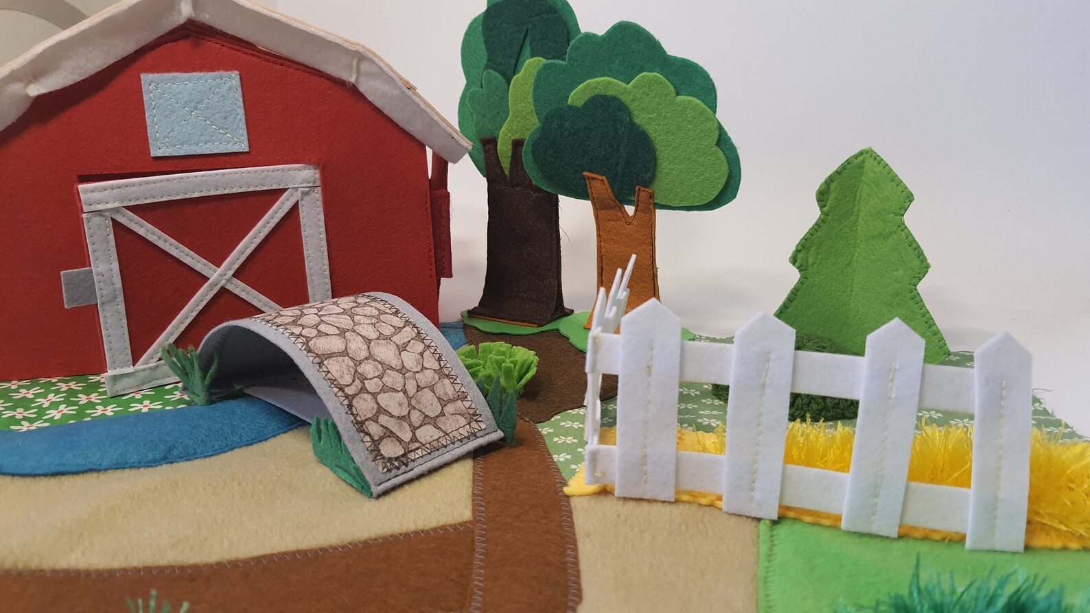 Felt play mat with red farm barn Etsy