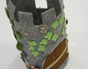 Felt castle for dragons and  princess for pretend play scenes