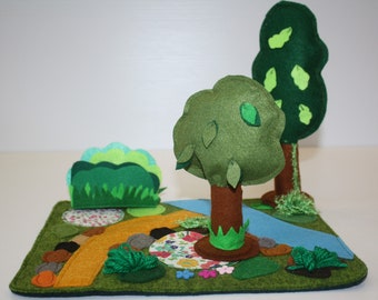 Felt forest playscape for toddler pretend play