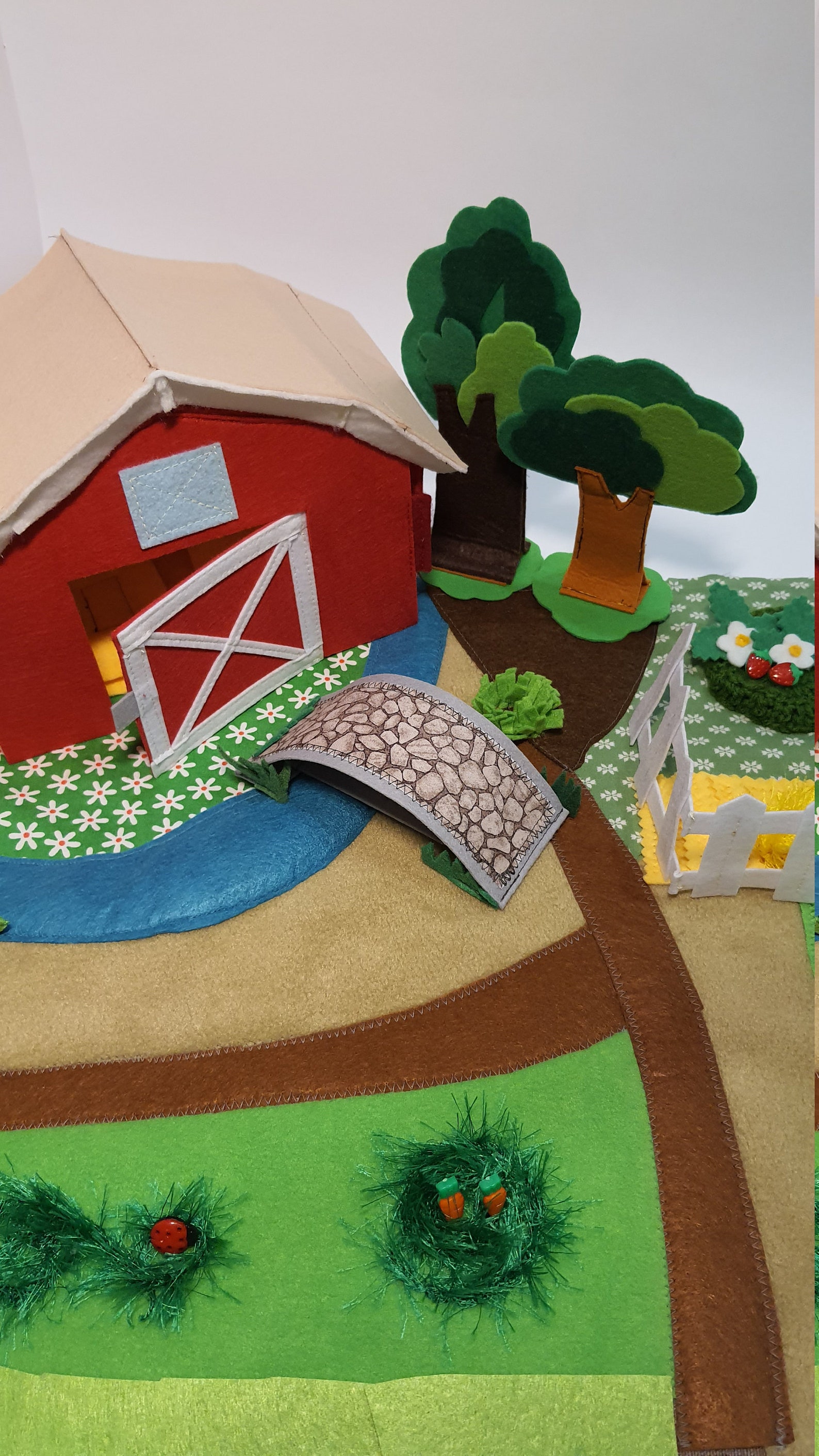 Felt play mat with red farm barn Etsy