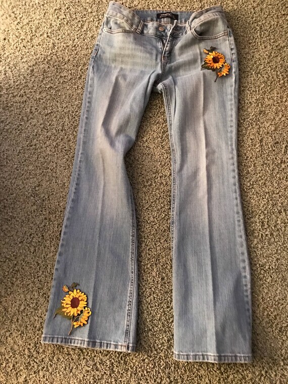 jeans with sunflowers