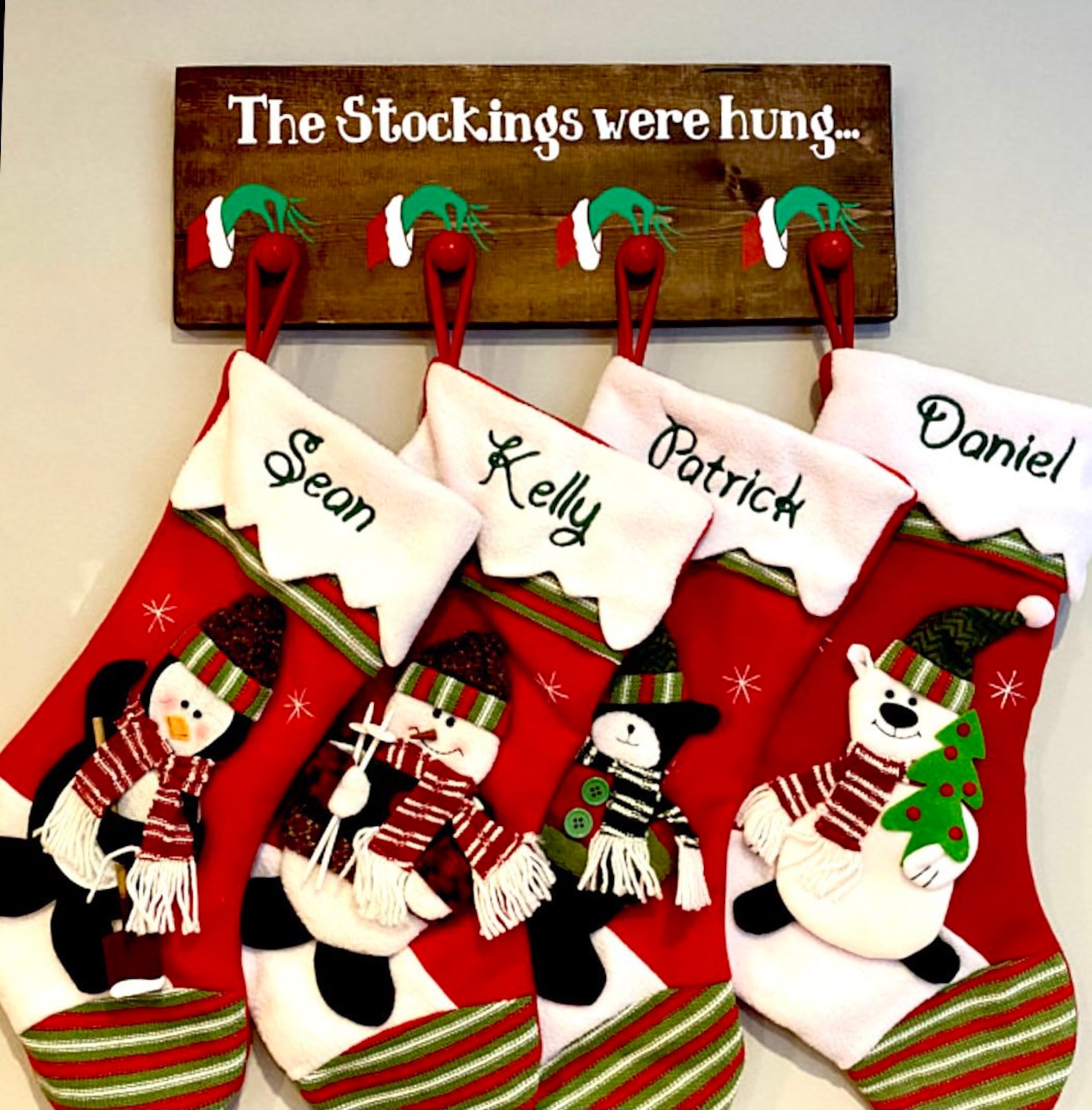 Grinch stocking hanger for wall. Christmas stocking holder. Etsy