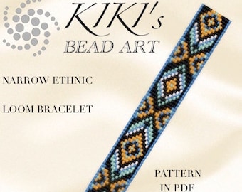 Bead loom pattern - Narrow ethnic inspired LOOM bracelet PDF pattern instant download