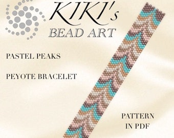 Pattern, peyote bracelet - Pastel peaks stylish bargello like skinny peyote bracelet pattern PDF - instant download