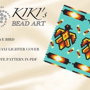 Pattern, peyote Pattern for BIC maxi Lighter cover Native bird, ethnic inspired peyote pattern for lighter cover - in PDF instant download