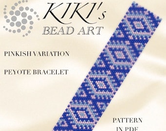 Pattern, peyote bracelet - Pinkish variation peyote bracelet cuff pattern in PDF - instant download