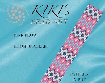 Bead loom pattern - Pink flow geometric LOOM bracelet pattern in PDF - instant download