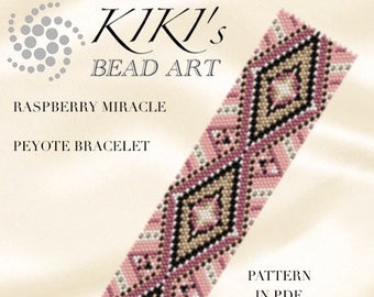 Pattern, peyote bracelet - Raspberry miracle peyote bracelet pattern in PDF - instant download