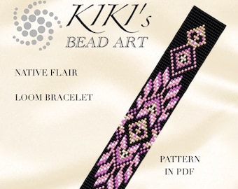 Loom bracelet pattern Bead loom pattern, Native flair ethnic inspired LOOM bracelet cuff pattern in PDF - instant download