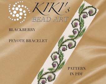 Pattern, peyote bracelet - Blackberry patterned peyote bracelet cuff PDF instant download