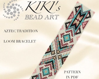 Bead loom pattern - Aztec tradition LOOM bracelet pattern in PDF - instant download