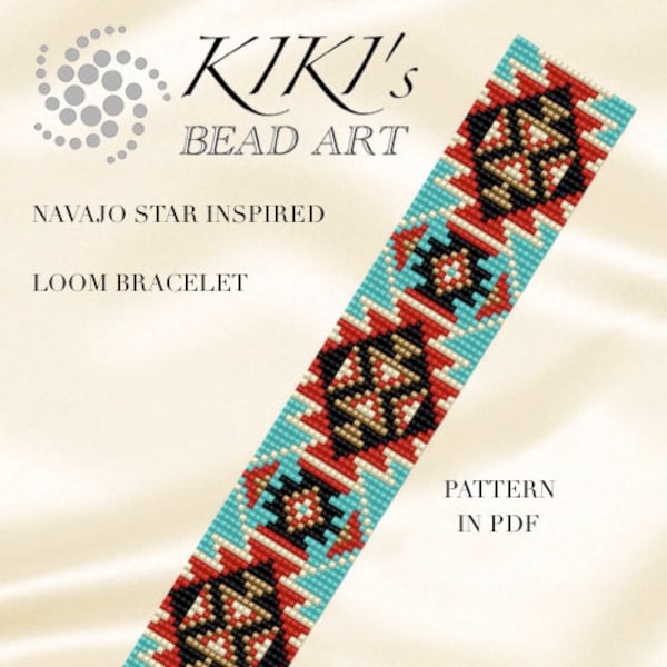 Bead loom pattern Navajo star ethnic inspired LOOM bracelet pattern in PDF instant download