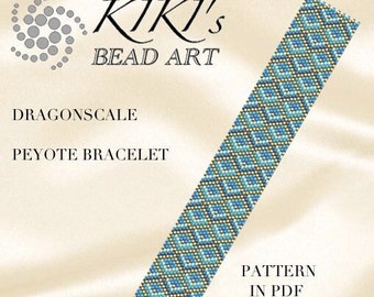 Pattern, peyote bracelet - Dragonscale peyote bracelet pattern in PDF -  instant download