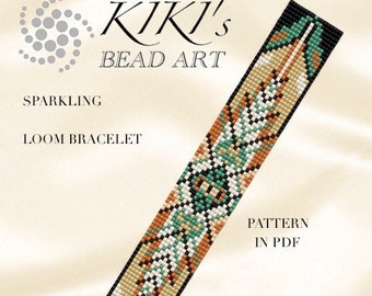 Bead loom pattern - Sparkling ethnic inspired LOOM bracelet Loom pattern in PDF instant download