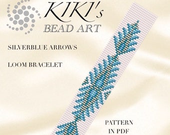 Patrón de pulsera de telar Patrón de telar de cuentas Flechas plateadas patrón de puño de pulsera LOOM de inspiración étnica en PDF - descarga instantánea