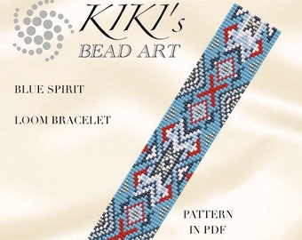 Bead loom pattern - Blue spirit LOOM bracelet pattern in PDF - instant download