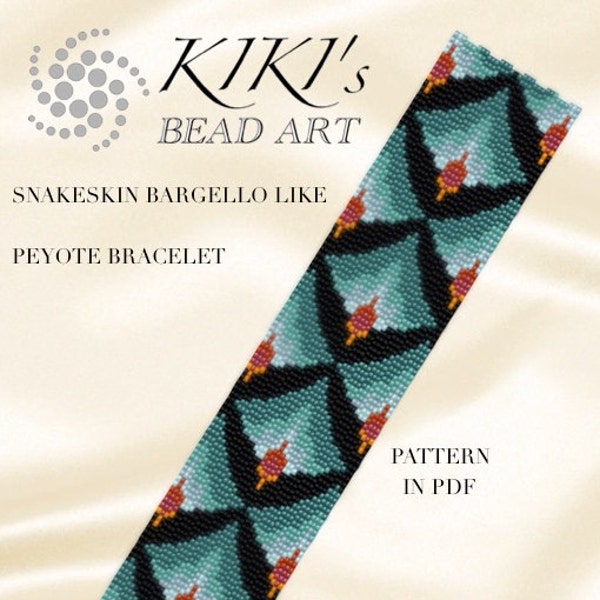 Pattern, peyote bracelet - Snakeskin like bargello peyote bracelet cuff PDF pattern