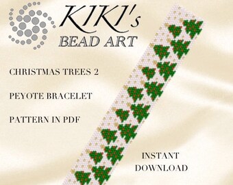 Peyote bracelet pattern, Peyote Pattern, Christmas trees holiday seasonal peyote bracelet cuff pattern in PDF