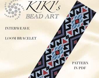 Bead loom pattern - Interweave- geometric ethnic LOOM bracelet in PDF instant download