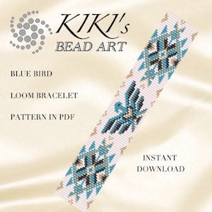Bead loom pattern Blue bird native inspired modern LOOM bracelet pattern in PDF instant download