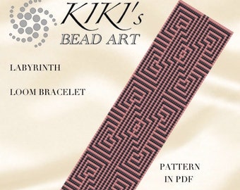 Loom pattern Bead loom pattern bracelet pattern Labyrinth LOOM bracelet cuff pattern in PDF instant download