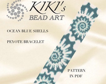 Peyote bracelet pattern, Peyote Pattern - Shells peyote bracelet cuff pattern in PDF instant download