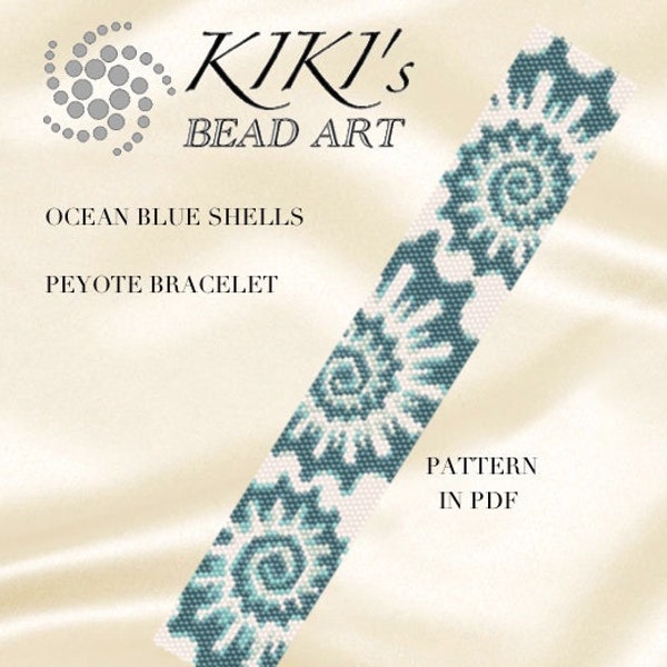 Peyote bracelet pattern, Peyote Pattern - Shells peyote bracelet cuff pattern in PDF instant download