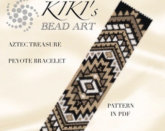 peyote bracelet pattern, peyote pattern, Aztec treasure peyote bracelet pattern in PDF - instant download