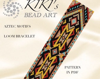 Bead loom pattern bracelet Aztec motifs LOOM bracelet pattern in PDF - instant download