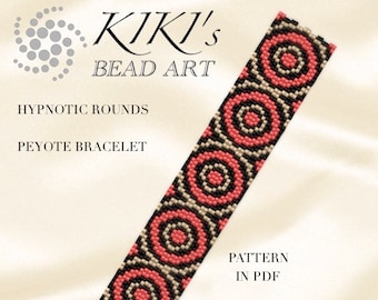 Pattern, peyote bracelet - Hypnotic rounds peyote bracelet pattern in PDF - instant download