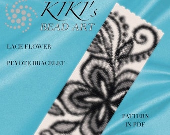 Peyote bracelet pattern, Peyote Pattern, Lace flower peyote bracelet pattern in PDF -instant download