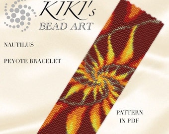 Peyote bracelet pattern, Peyote Pattern, Nautilus peyote bracelet cuff pattern in PDF instant download