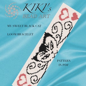 Bead loom pattern - My sweet black cat LOOM bracelet pattern in PDF - instant download