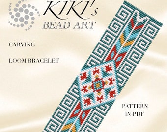Bead loom pattern Carving colorful LOOM bracelet pattern in PDF instant download