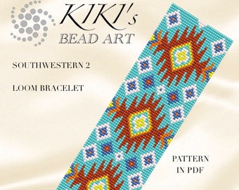Patrón de telar de cuentas - Patrón de pulsera LOOM de inspiración étnica del suroeste en PDF - descarga instantánea