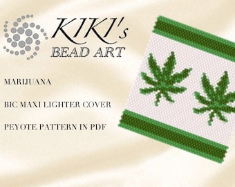 Patrón, peyote Patrón BIC maxi Funda para encendedor Marihuana, porro, meme canadiense 2 versiones Patrón peyote para encendedor en PDF descarga instantánea