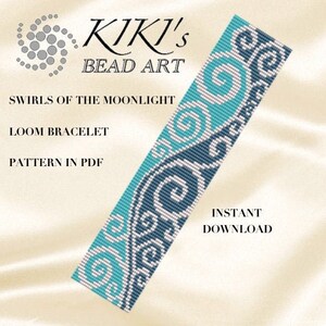 Turquoise abstract bead loom bracelet making pattern Bead loom pattern Instant download BL0096
