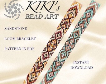 Loom bracelet pattern Bead loom pattern Sandstone modern ethnic native inspired LOOM bracelet pattern in PDF - instant download