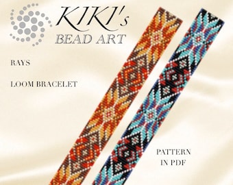 Patrón pulsera LOOM- Patrón telar de cuentas en PDF, Patrón pulsera colores geométricos Rayos, descarga instantánea