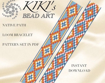Bead loom pattern - Native path ethnic inspired geometric LOOM bracelet pattern in PDF - instant download