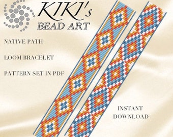 Patrón de telar de cuentas - Patrón de pulsera LOOM geométrico de inspiración étnica de camino nativo en PDF - descarga instantánea