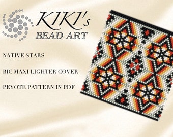 Pattern, peyote Pattern for BIC maxi Lighter cover Native stars peyote pattern for lighter- in PDF instant download