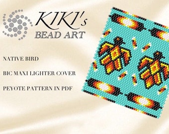 Pattern, peyote Pattern for BIC maxi Lighter cover Native bird, ethnic inspired peyote pattern for lighter cover - in PDF instant download