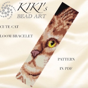 Bead Loom pattern, Cute cat LOOM bracelet cuff PDF pattern - instant download
