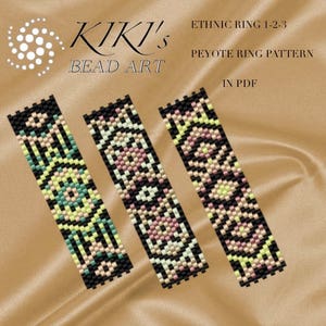 Patrón, patrones de anillos de peyote Anillo étnico 1,2,3 - patrón de anillos de peyote conjunto de 3, patrón en PDF - descarga instantánea