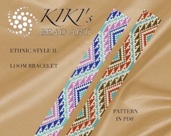 Loom bracelet pattern Bead loom pattern, ethnic style II. LOOM bracelet cuff pattern in PDF - instant download