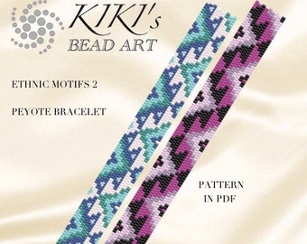 Peyote Pattern, peyote bracelet pattern Ethnic motifs 2 Native American inspired peyote bracelet pattern in PDF - instant download