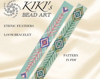 Loom bracelet pattern Bead loom pattern Ethnic feathers ethnic inspired LOOM bracelet Loom pattern in PDF instant download