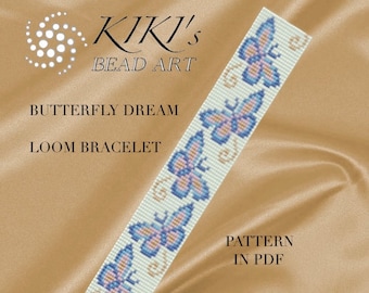 Loom bracelet pattern Bead loom pattern - Butterfly dream LOOM bracelet PDF pattern instant download