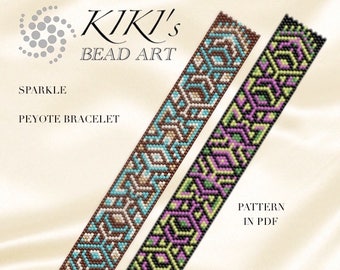 Peyote Pattern for bracelet - Sparkle ethnic inspired peyote bracelet pattern PDF instant download